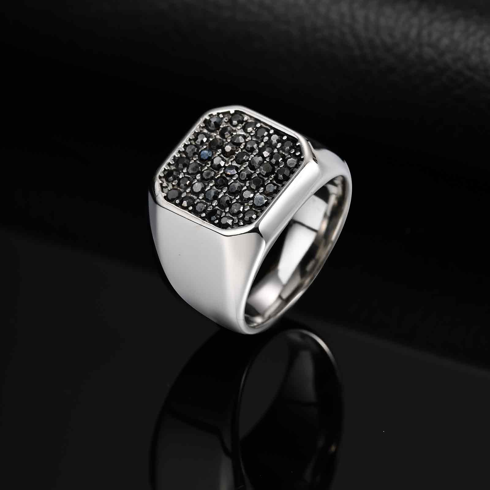 Signet Ring Men - Punk Style Stainless Steel Signet Square