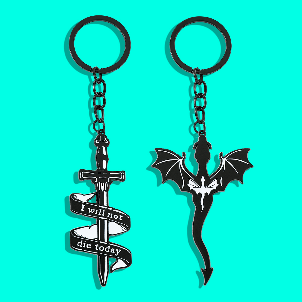 Men Accessories Pendant - Fourth Wing Black Dragon Keychain Pendant