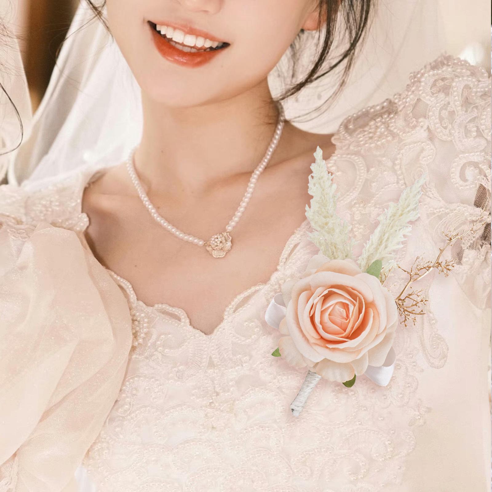 Men Accessories Elegant - Elegant Rose Boutonniere Handmade Artificial Flower