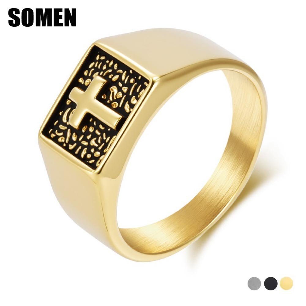 Somen Vintage Stainless Steel  - Signet Ring Men 评论和价格