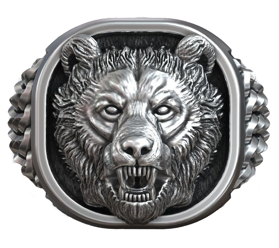 22g Viking Bear Head Nordic Or - Signet Ring Men 评论和价格