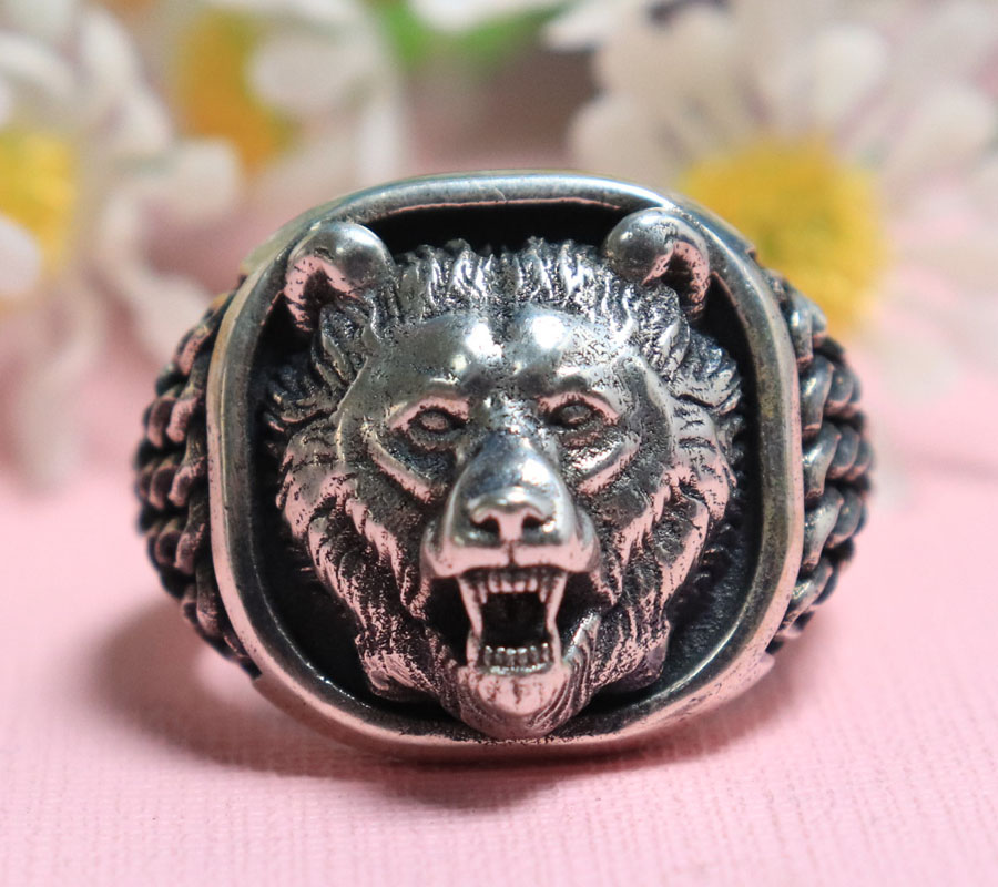 22g Viking Bear Head Nordic Or - Signet Ring Men 评论和价格