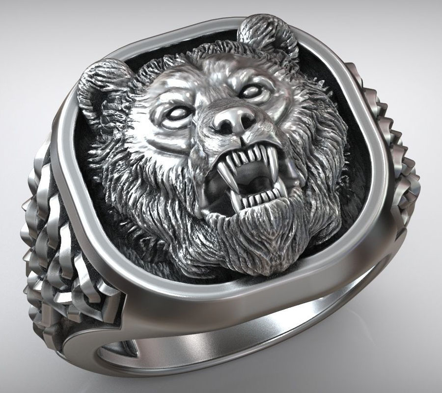 22g Viking Bear Head Nordic Or - Signet Ring Men 评论和价格