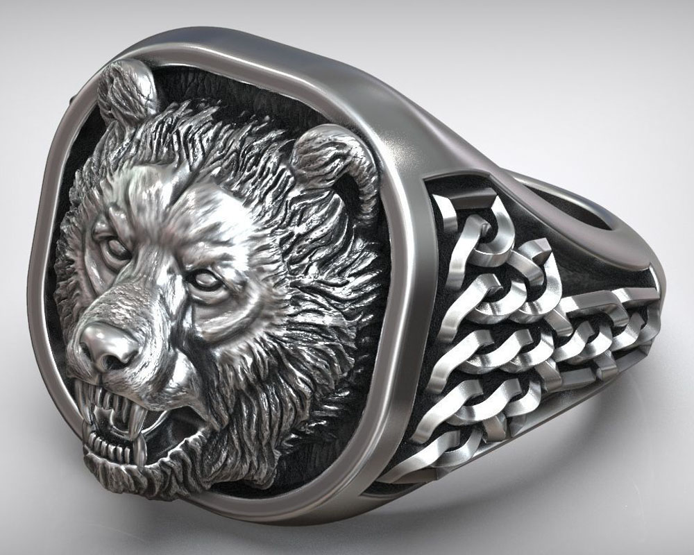 22g Viking Bear Head Nordic Or - Signet Ring Men 评论和价格