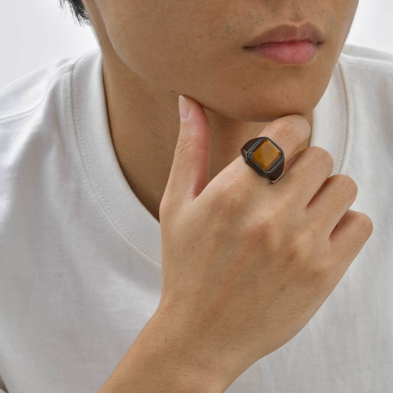 Brown Tiger Eye Stone Ring for - Signet Ring Men 评论和价格