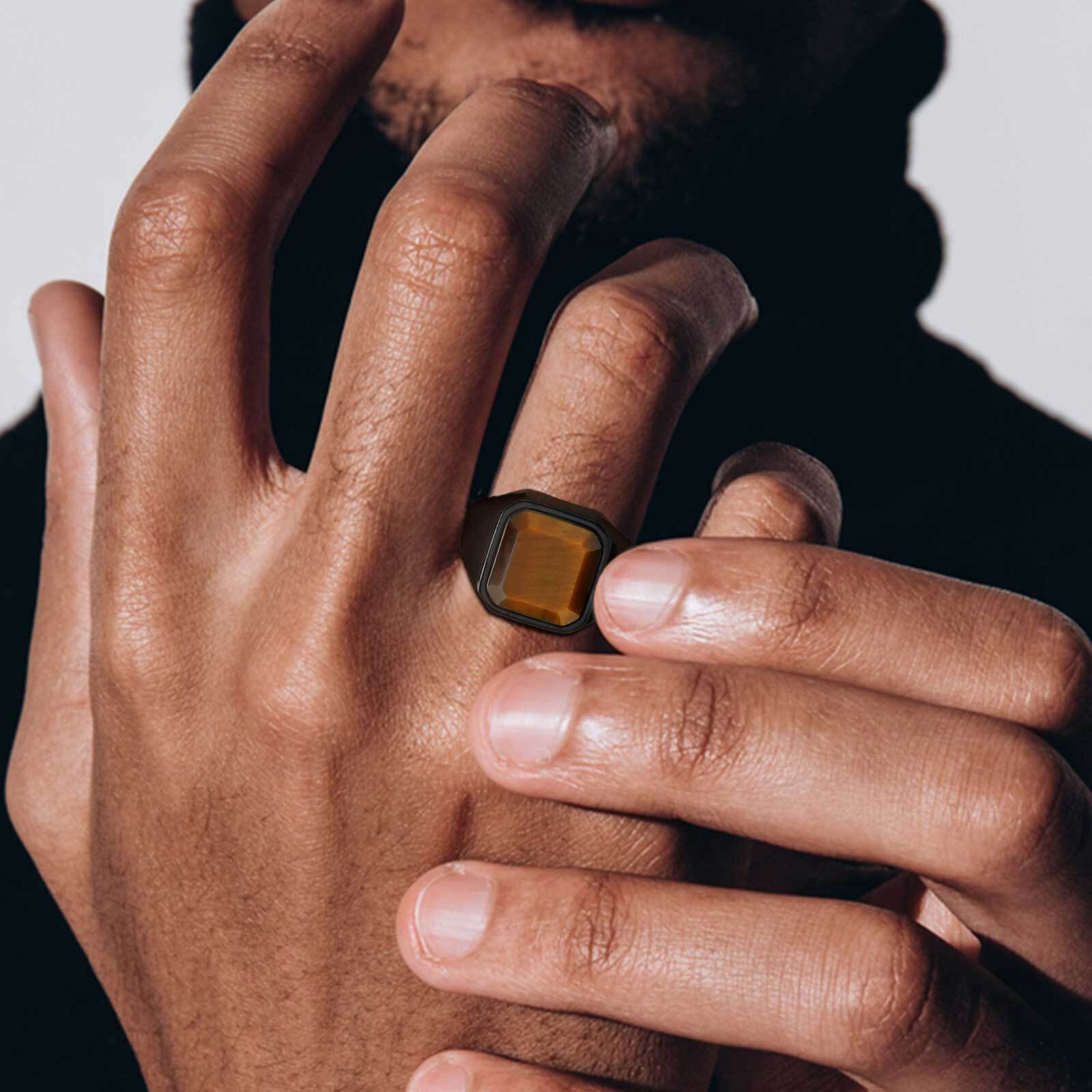 Brown Tiger Eye Stone Ring for - Signet Ring Men 评论和价格