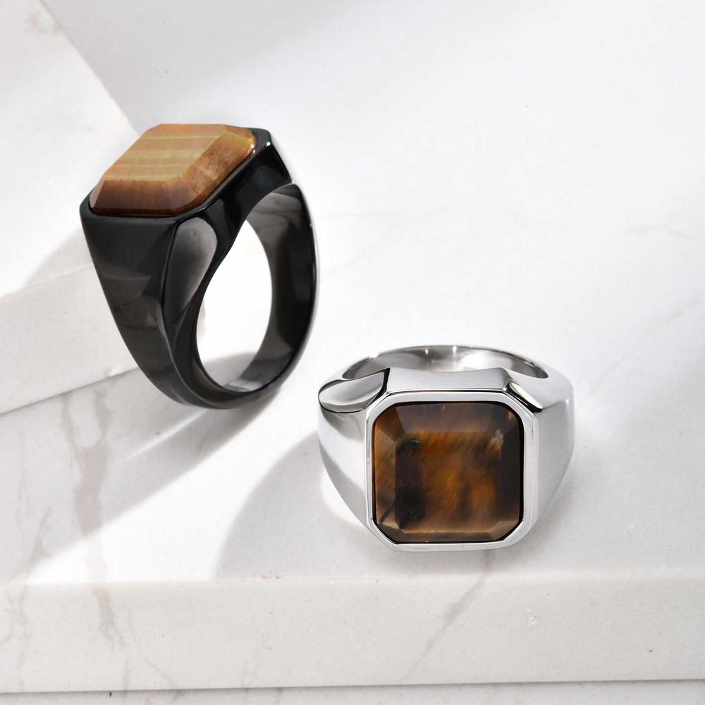Brown Tiger Eye Stone Ring for - Signet Ring Men 评论和价格