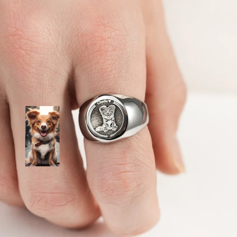 Custom Engrave Photo Signet Ri - Signet Ring Men 评论和价格