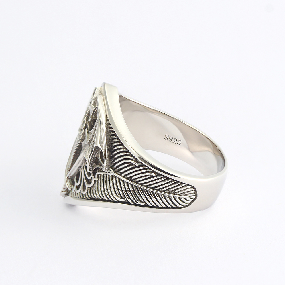 Flying Dragon Signet Vinking D - Signet Ring Men 评论和价格