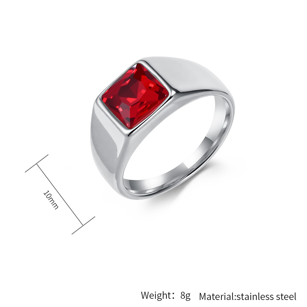Stainless Steel Shinny Zircon  - Signet Ring Men 评论和价格