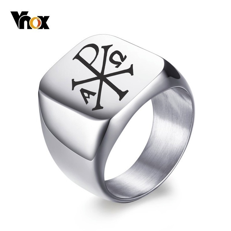 Vnox Free Personalized Stamp R - Signet Ring Men 评论和价格