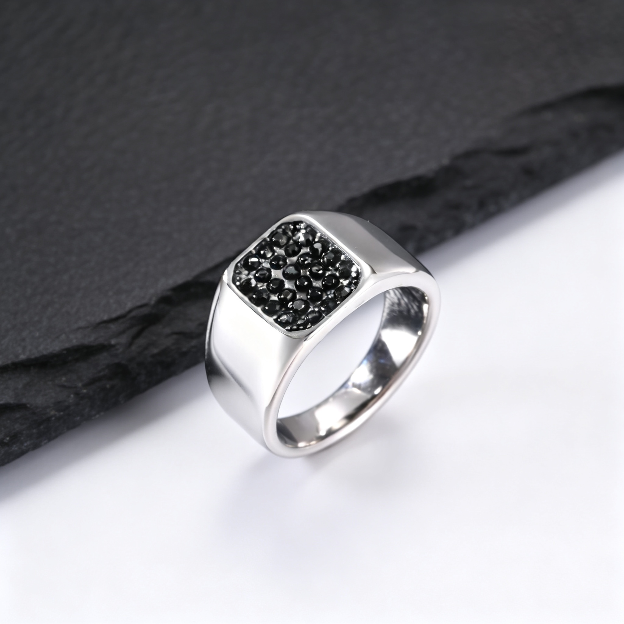 Punk Stainless Steel Signet Ri - Signet Ring Men 评论和价格