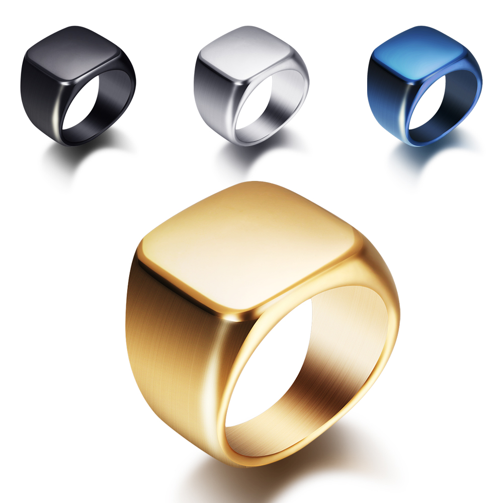 Free Engrave New Silver/Gold/B - Signet Ring Men 评论和价格