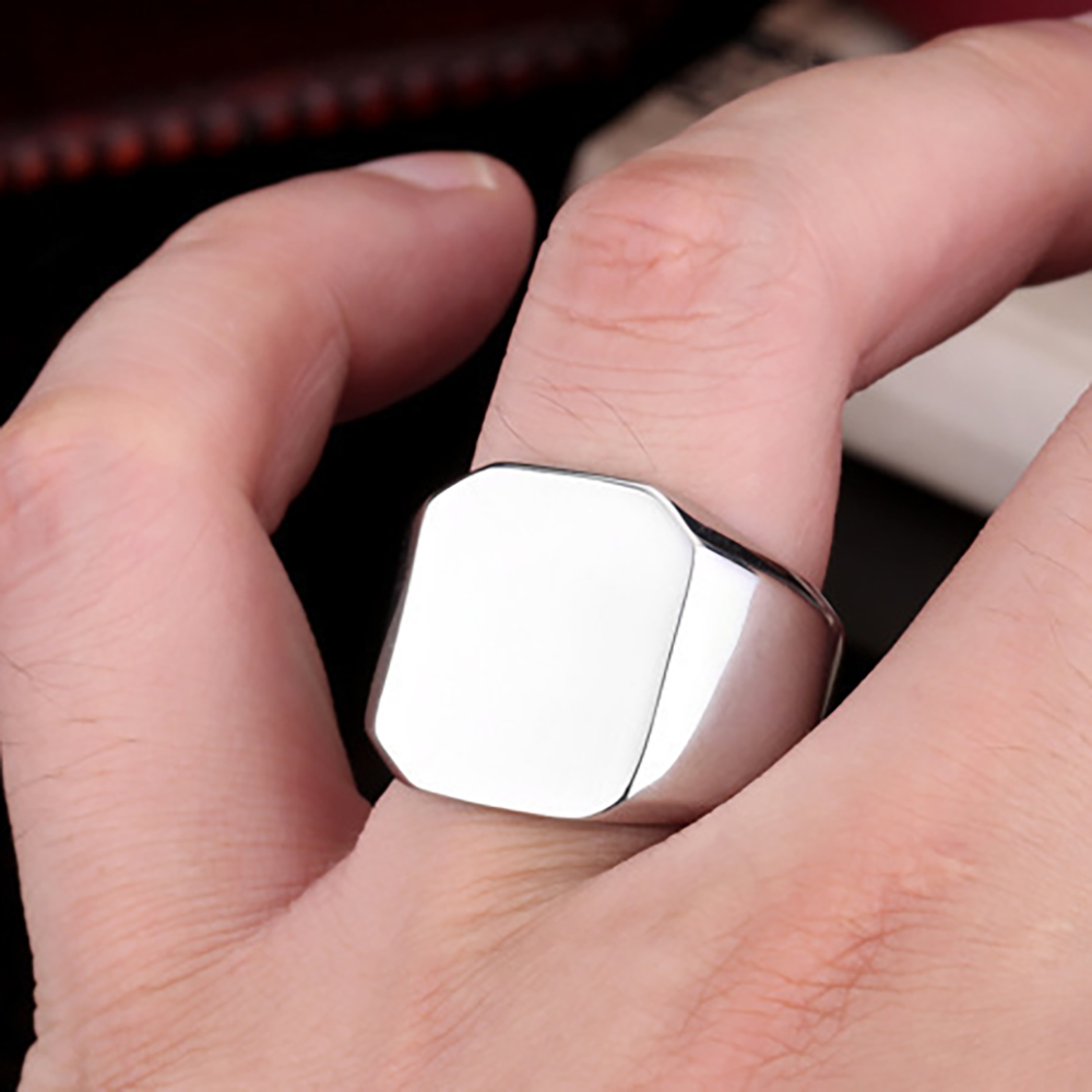 Free Engrave New Silver/Gold/B - Signet Ring Men 评论和价格