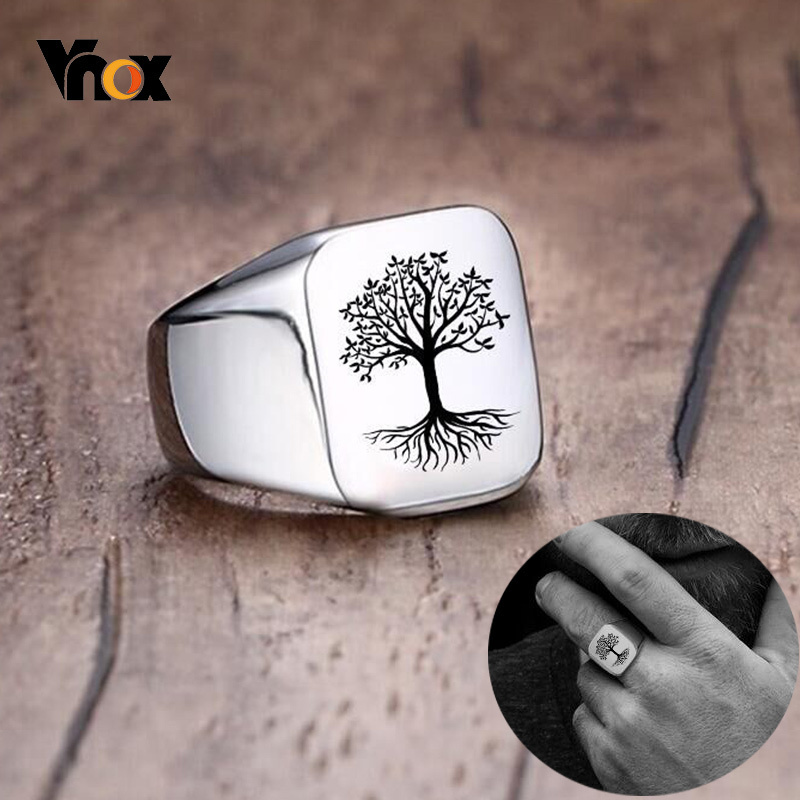 Vnox Rock Punk Tree Of Life Si - Signet Ring Men 评论和价格