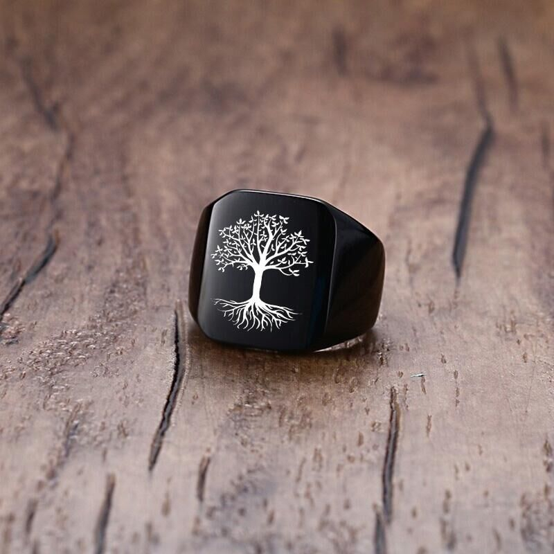 Vnox Rock Punk Tree Of Life Si - Signet Ring Men 评论和价格