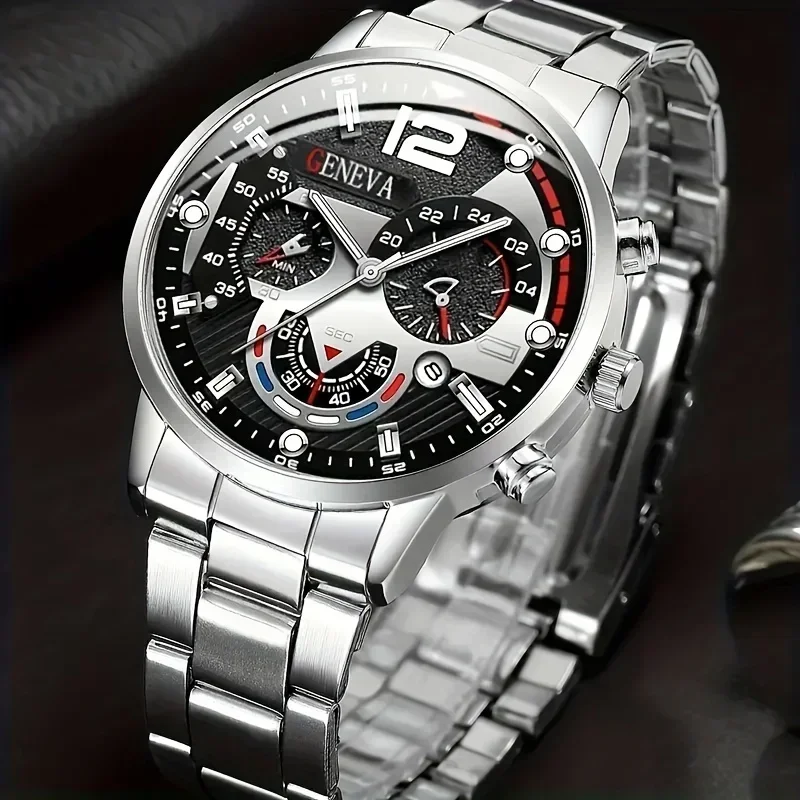 2pcs Stylish Round Face Quartz - Men Accessories Elegant 评论和价格