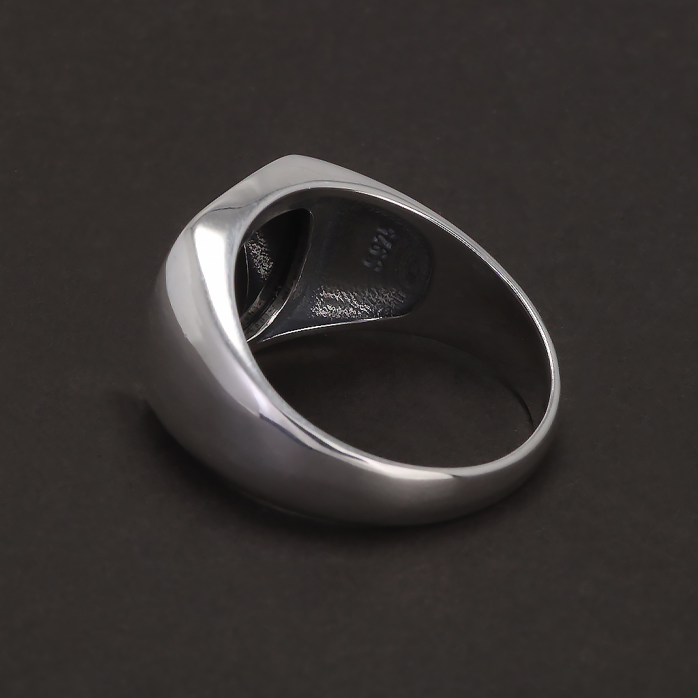 S925 Sterling Silver Black Ony - Signet Ring Men 评论和价格