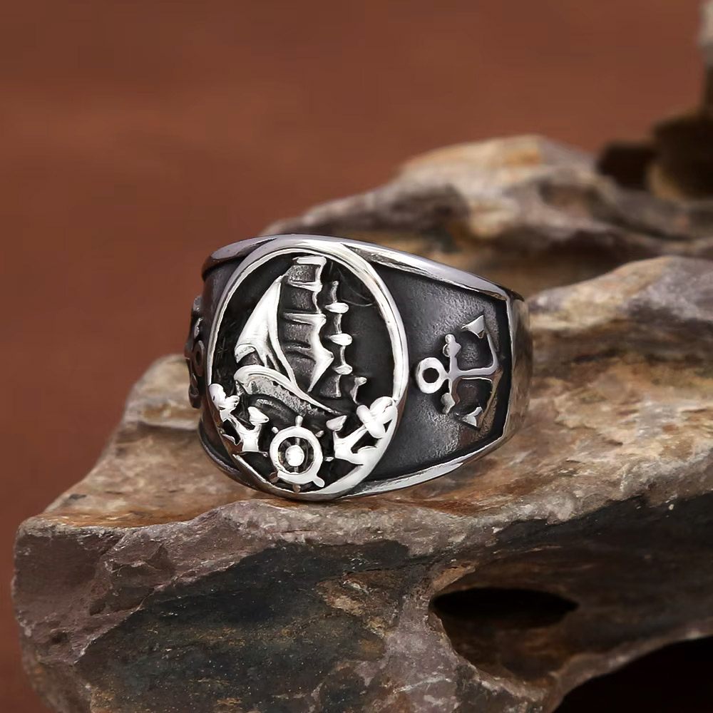 Vintage Nautical Nordic Sailbo - Signet Ring Men 评论和价格