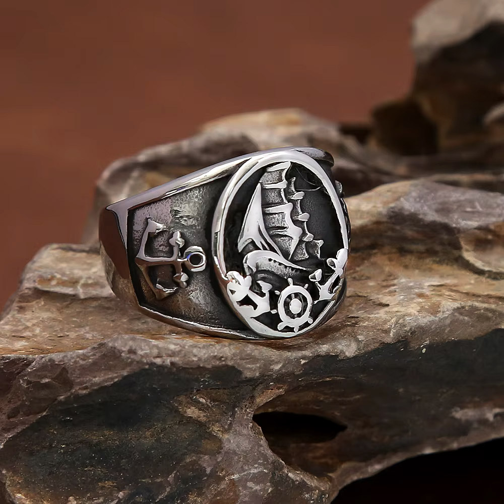 Vintage Nautical Nordic Sailbo - Signet Ring Men 评论和价格