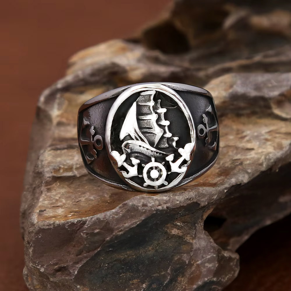 Vintage Nautical Nordic Sailbo - Signet Ring Men 评论和价格