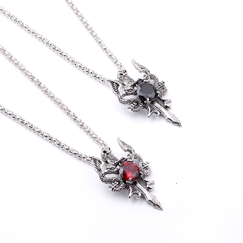 Double Dragon Black Gem Cross  - Men Accessories Pendant 评论和价格