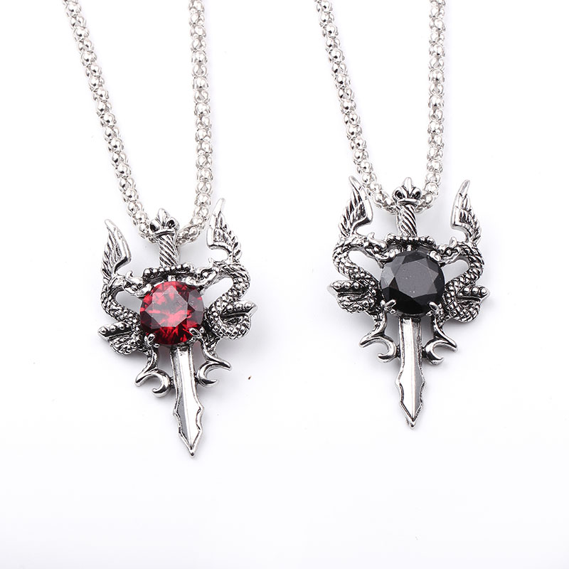 Double Dragon Black Gem Cross  - Men Accessories Pendant 评论和价格