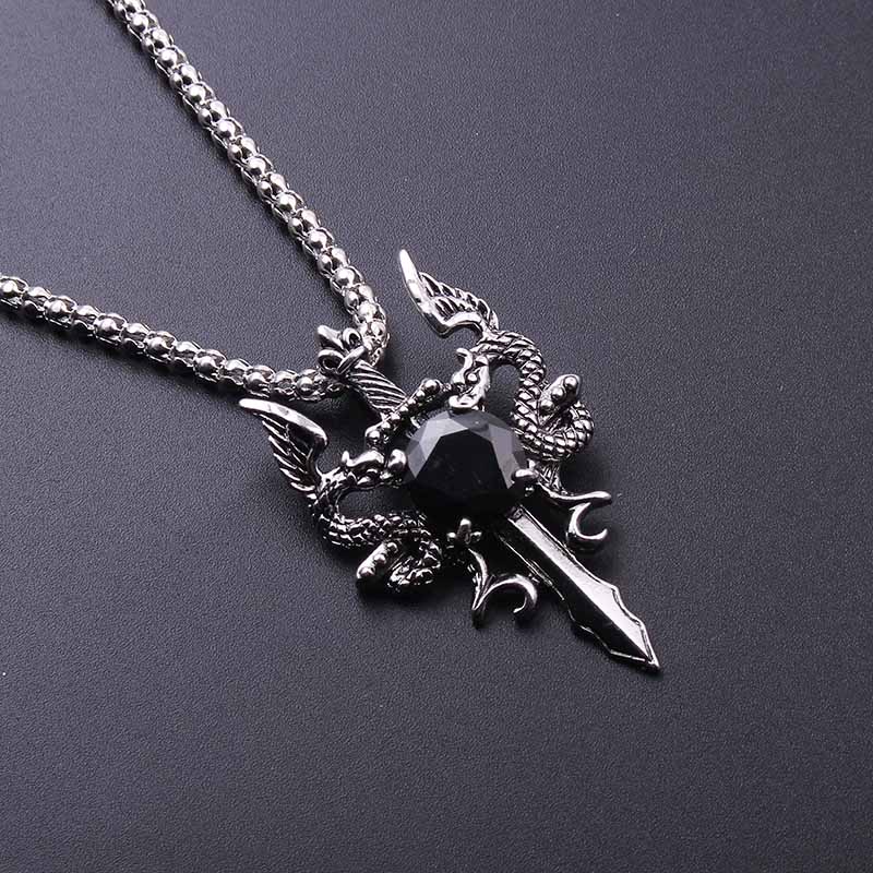 Double Dragon Black Gem Cross  - Men Accessories Pendant 评论和价格