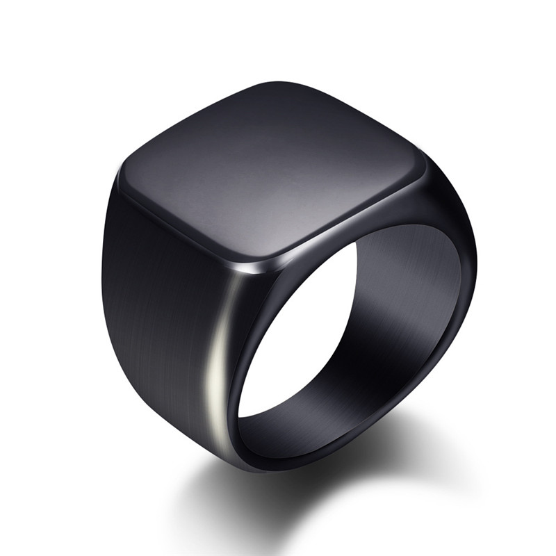 Fashion Men Black Smooth Stain - Signet Ring Men 评论和价格
