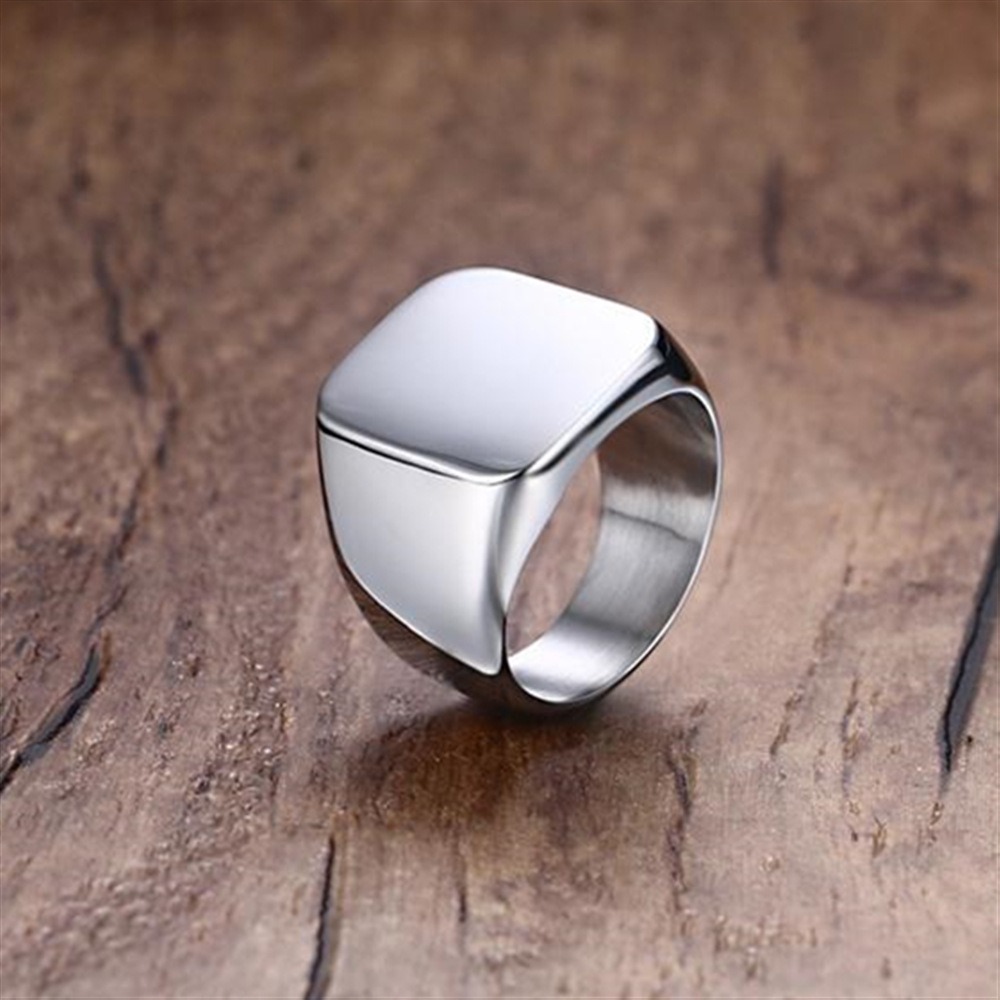 Fashion Men Black Smooth Stain - Signet Ring Men 评论和价格
