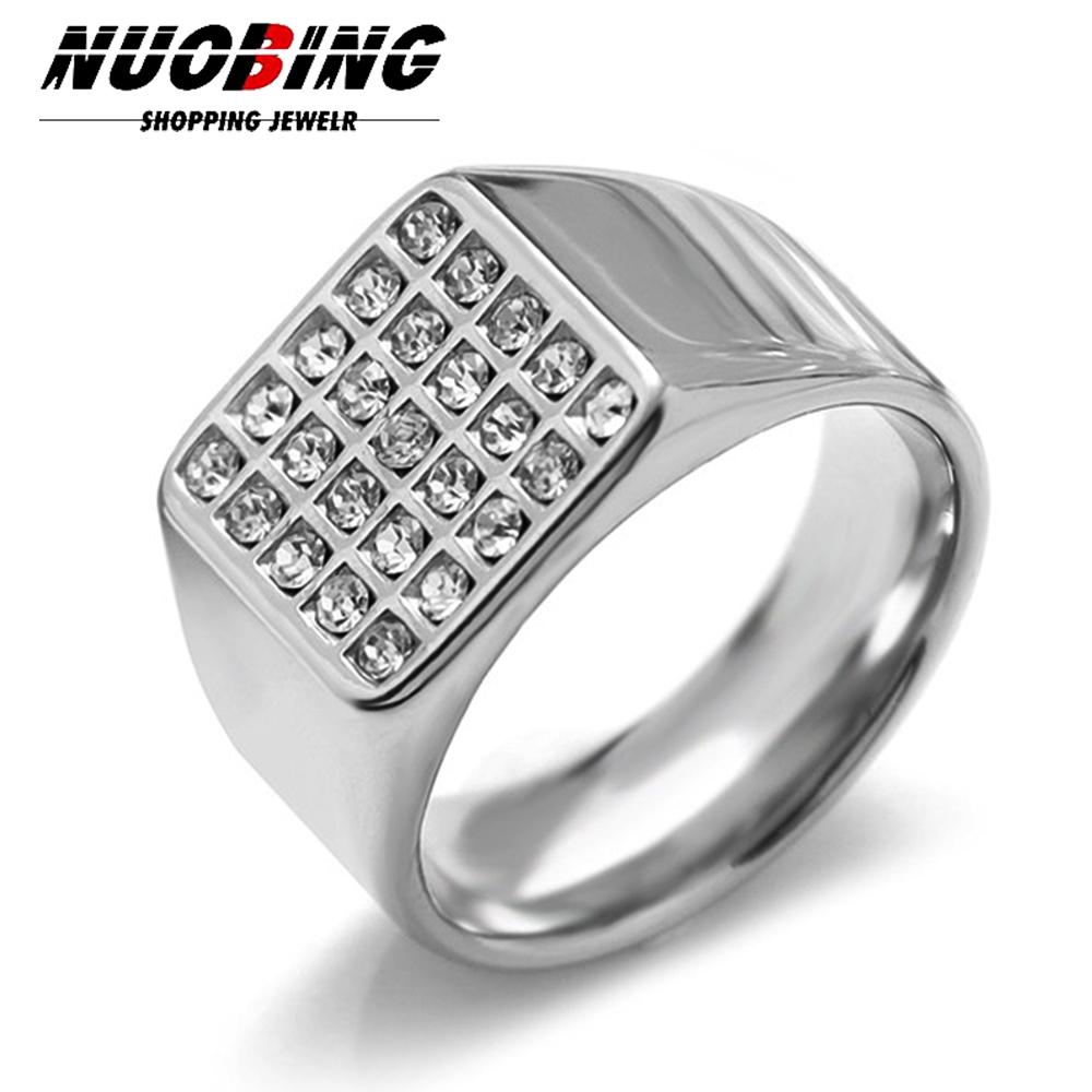 14mm Delicate Shiny Cubic Zirc - Signet Ring Men 评论和价格