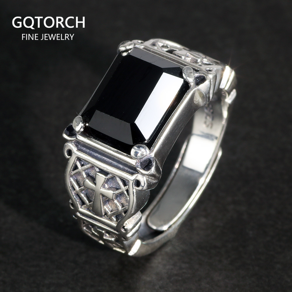 Vintage Punk Silver 925 Jewelr - Signet Ring Men 评论和价格