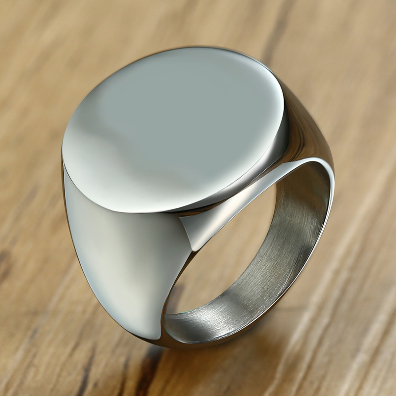 Vnox Stylish Pattern Font Init - Signet Ring Men 评论和价格
